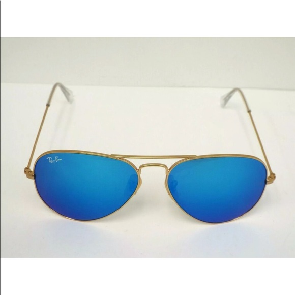 NEW Ray-Ban RB 3025 Aviator Gold Blue Flash 58 mm - Picture 2 of 6